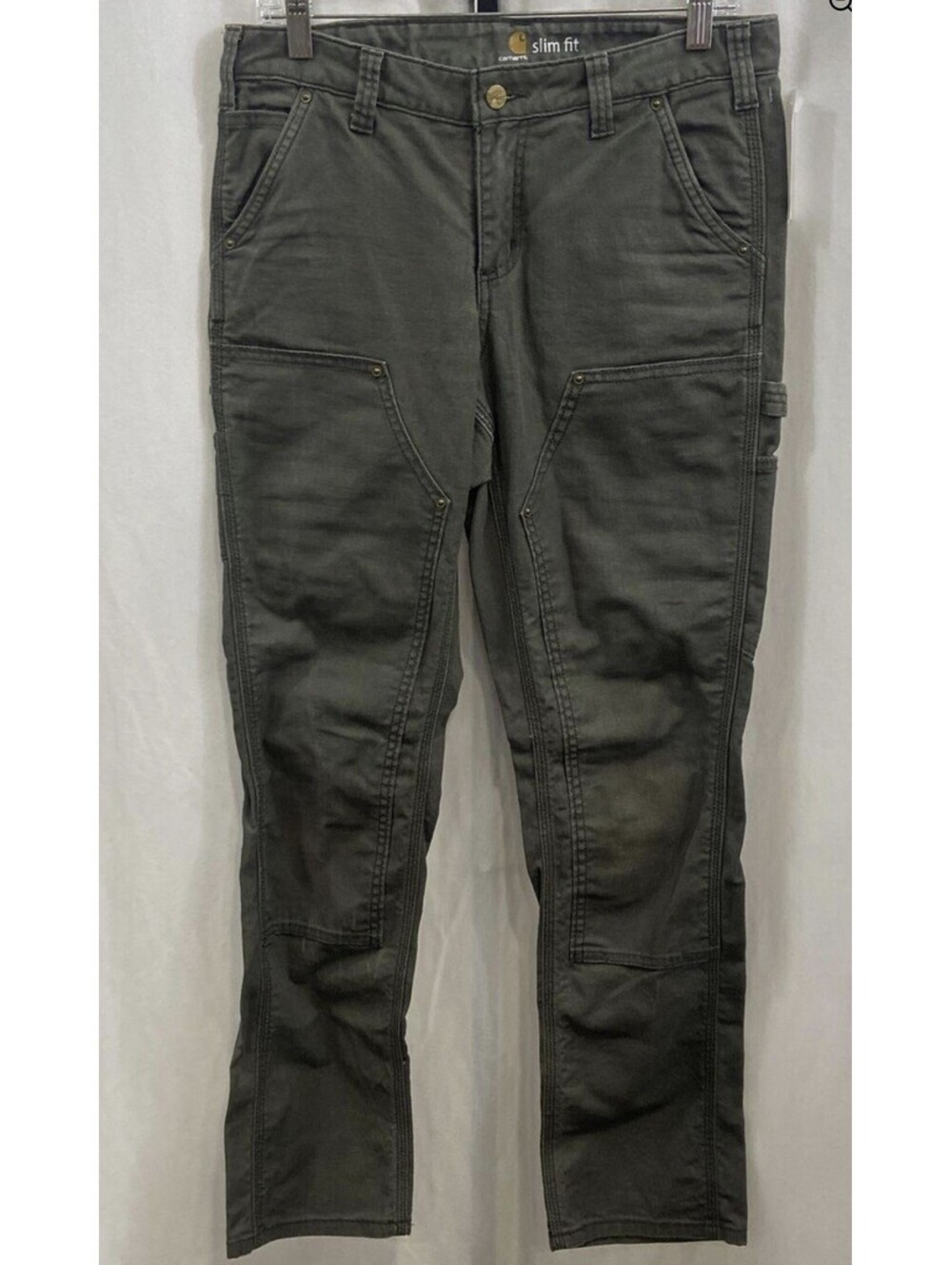 Carhartt Women's Gray/Green Utility Work Pants Slim Fit Size 6